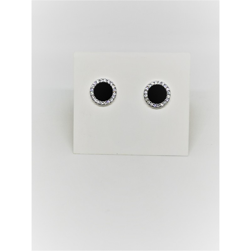 Orecchini In Cristallo Di Zirconio Rotondi In Argento Massiccio 925
